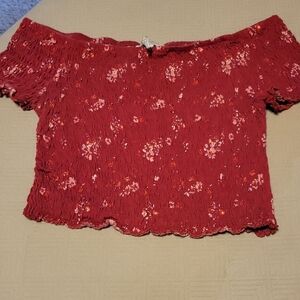 Arizona Floral Off-Shoulder Red Top Large